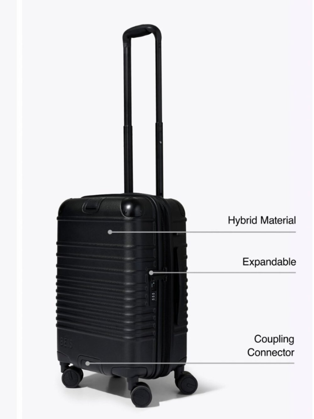 Beis Hybrid Carry-On Suitcase Black